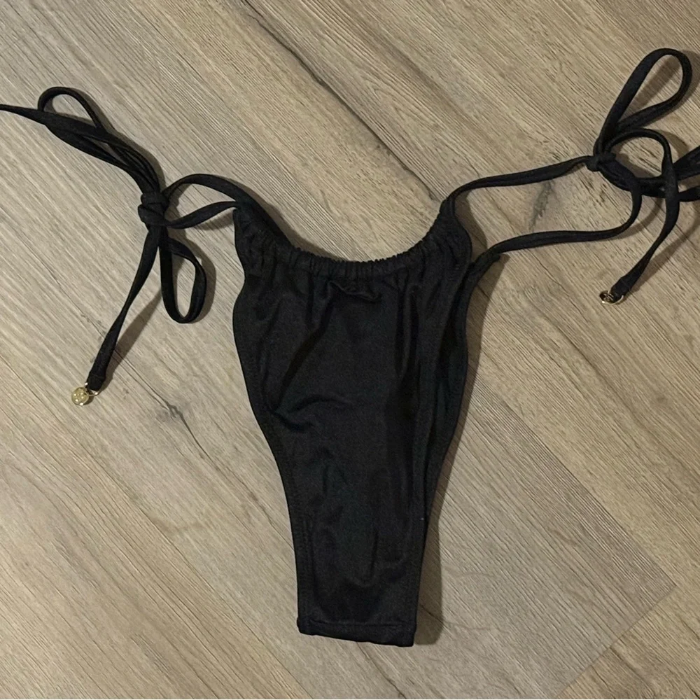 Black Tie-Side Bikini Bottom